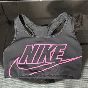 Nike Black Sports Bra with Pink Logo